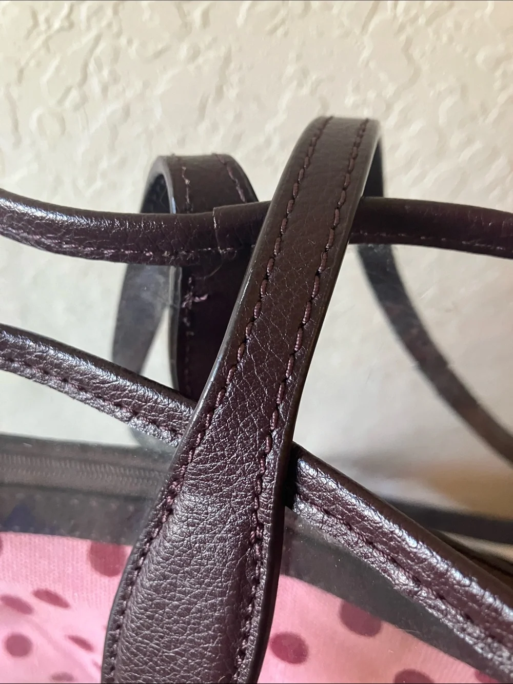 kate spade: Pink Polka Dot Clear See-Through Tote- Flaws